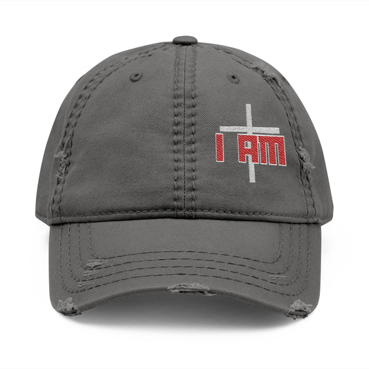 "I AM" Distressed Hat